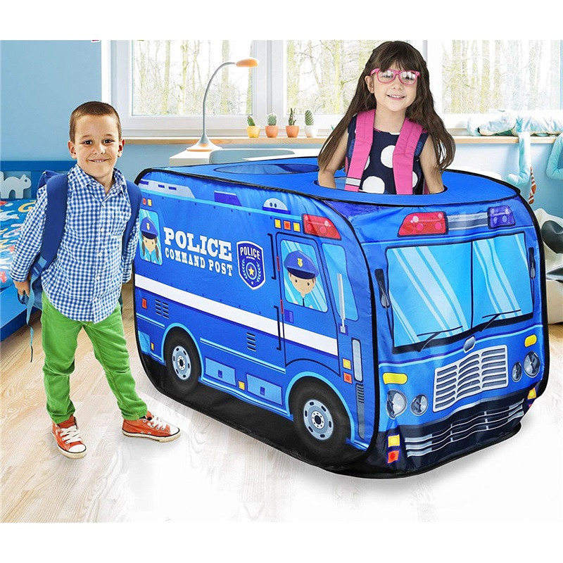 Tenda de Brincar Casa de Jogo Caminhão de Bombeiros Ônibus da Polícia Dobrável Pop Up Brinquedo Casa de Jogo Brinquedos para Crianças Tenda Sorvete Combate a Incêndios Casa Modelo