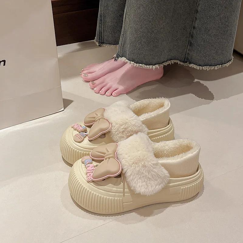 Fashion Detachable Cotton Slippers for Women's Autumn Winter 2024 New Indoor Home Warm Shoes Anti Slip Winter Cotton Slippers