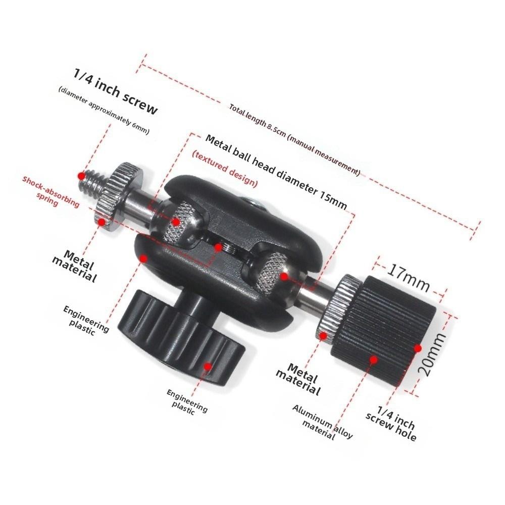 Stable Double Ball Head Bracket 1/4''Screw Action Camera Holder for Camera Monitor Video Light Mic
