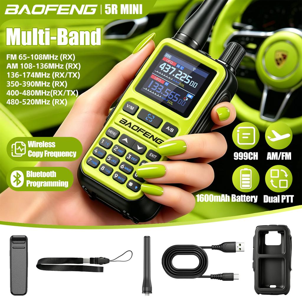 Baofeng 5Rmini Walkie-Talkie Bluetooth Programming Aviation Receiver Dual PTT Transmitter Key Outdoor Travel Baofeng Handheld RA