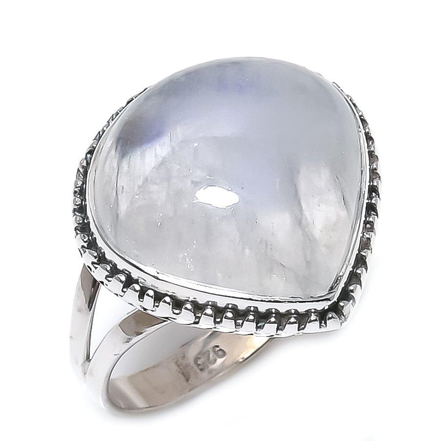 

Natural Rainbow Moonstone Gemstone 925 Sterling Silver Jewelry Ring Size 10 G5n76