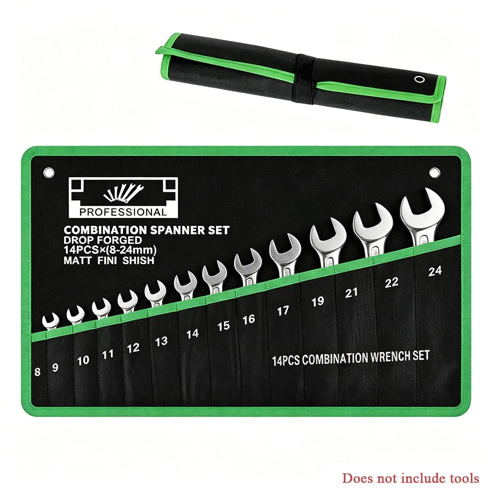 New Durable Wrench Storage Bag With Portable Handle 14-Pocket Tool Organizer Roll Perfect For Garage & Workshop Organization
