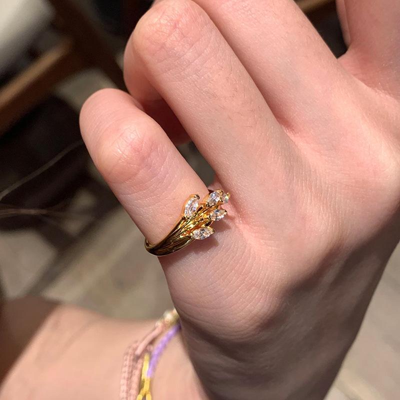 New In Light Luxury Olive Crown Ring Glossy Wheat Ear Water Droplet Style Rings for Women Suitable for Daily Jewelry Gifts