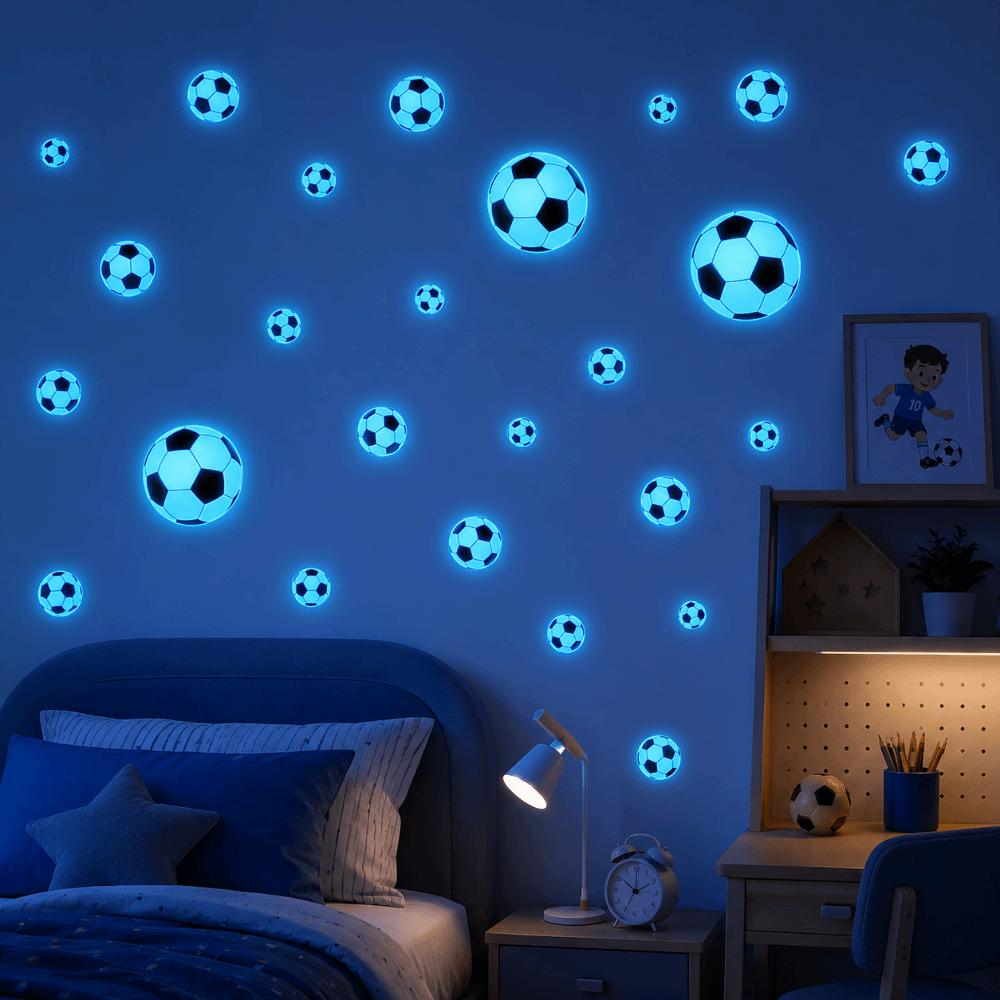 Glow In The Dark Cartoon Football Stickers Creative Glowing Football Stickers Soccer Fan