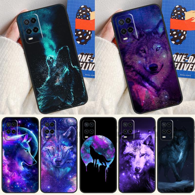 Cute Galaxys Wolf For Oppo A40 A60 A80 A18 A38 A58 A78 A98 A79 A16 A76 A96 A15 A74 A94 A54 A77 A17 Phone Case