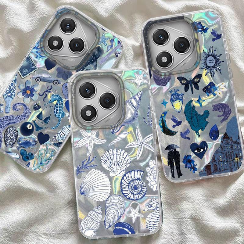 For Honor 200 400 Lite 400 200 Pro X9b Magic 7 6 Lite X9c X9a X9b X8b X7c Phone Cover Cute Blue Heart Starfish For Honor 400 Bag