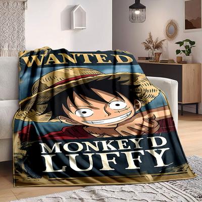 1pc Luffy One Piece Soft & Warm Flannel Blanket, Multi-Purpose Throw Blanket for Couch, Sofa, Office, Bed, Camping, Travel