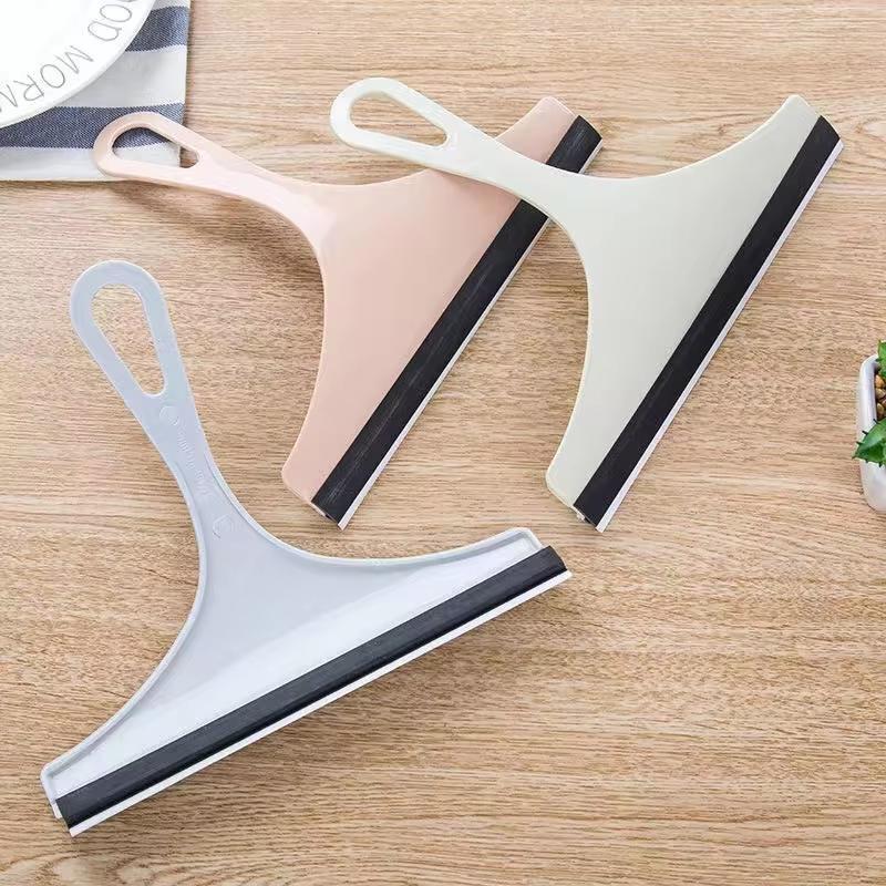 Household Cleaning Bathroom Mirror Cleaner Wiper Scrape With Silicone Blade Holder Hook Car Glass Shower Squeegee Window Glass