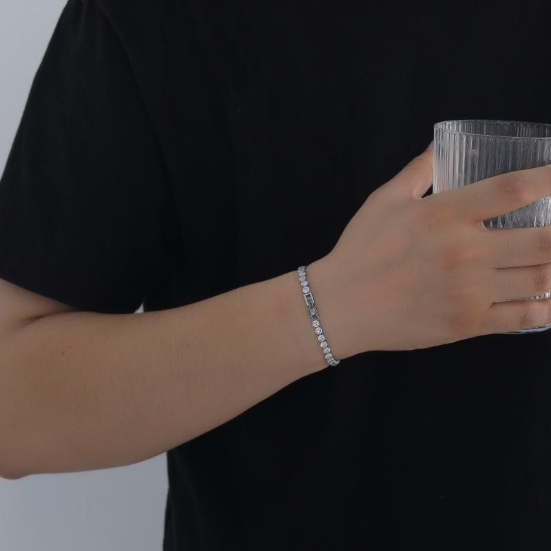 Unisex Hip-Hop Titanium Steel Zircon Tennis Bracelet