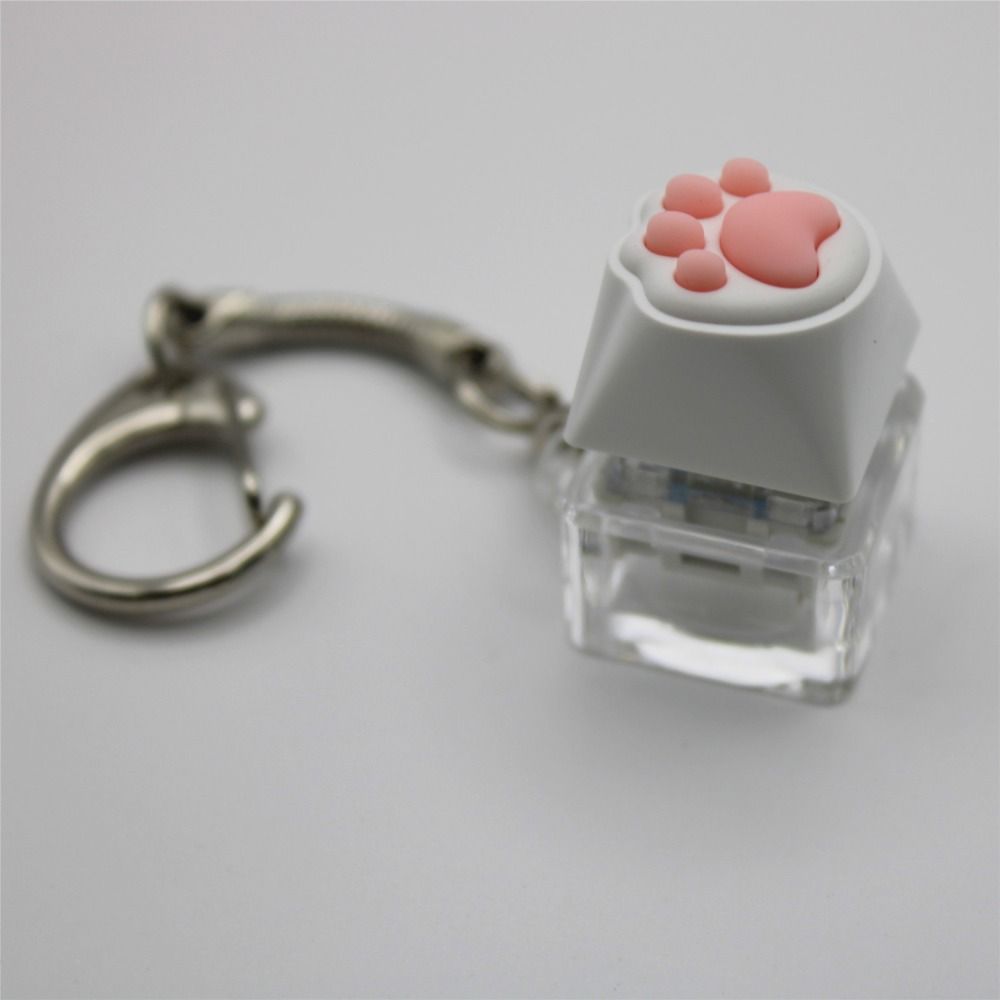 Silicone Pink Cat Claw Keycap Key Chain LED Mechanical Keyboard Key Cap Pendant  Children Adult