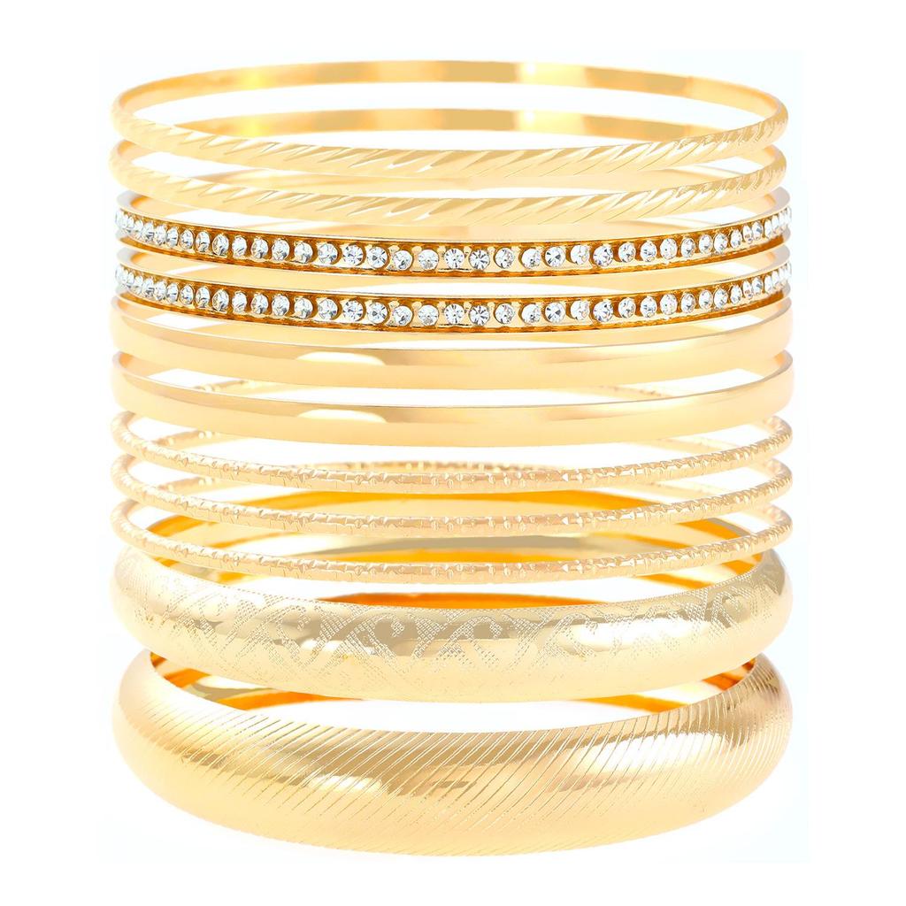 Bohemian Ethnic Gold & Silver Bangle Set - Ancient Western Style Jewelry