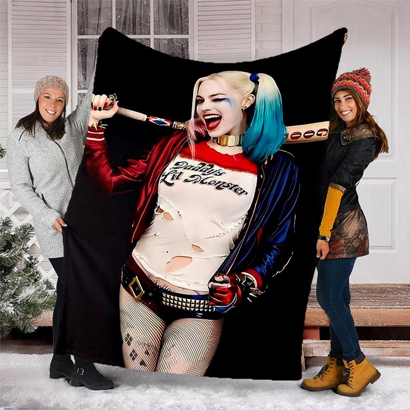 Harley Quinn Theme Printed Blanket - Perfect for Couch, Bed, Travel & Outdoor Use | Machine Washable, Cozy & Durable.