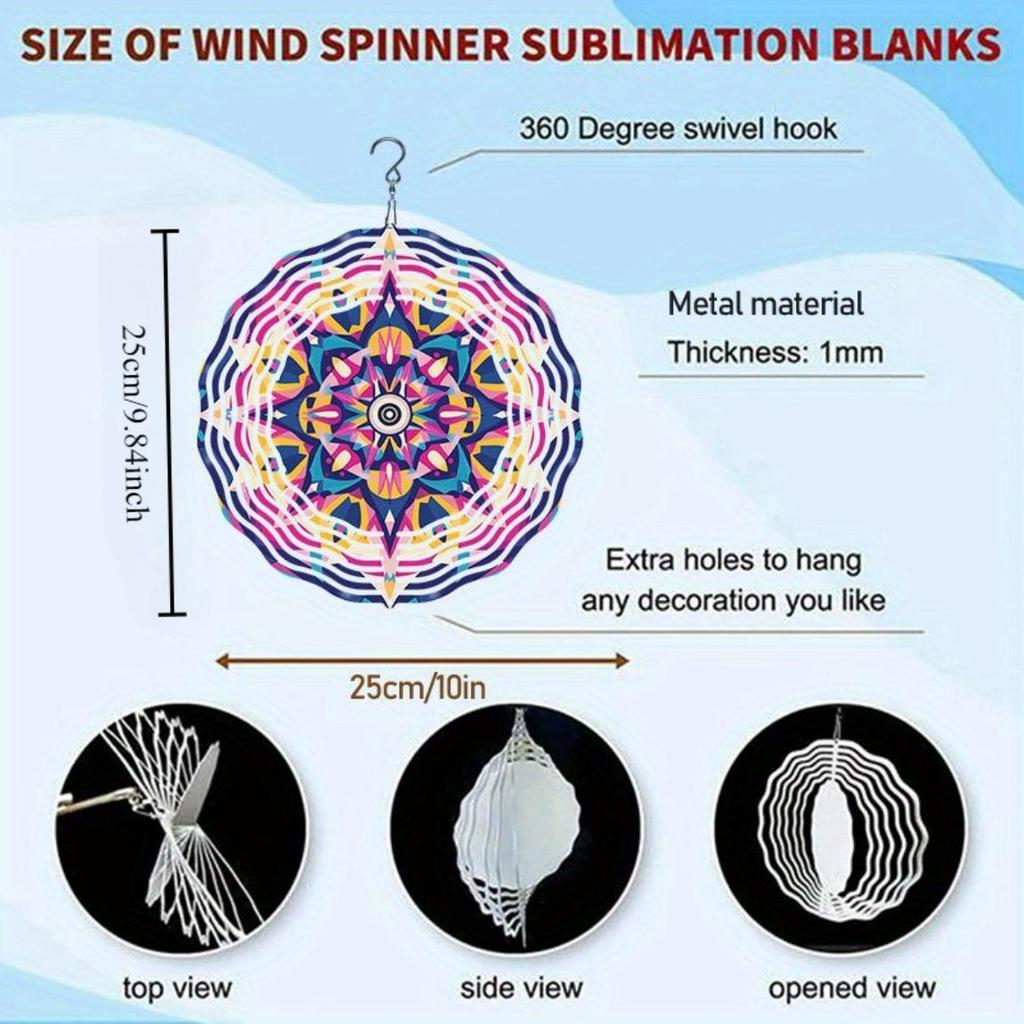 3D Metal Wind Spinner - Vibrant Mandala Art Garden Decor | Outdoor Wind Chime for Patio, Yard | No Electricity Kinetic