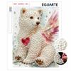 Relaxing DIY Pearl Painting Kit Framed with Winged Bear Heart Design 5D Sparkling Bead Canvas Craft for Girls Bedroom Decor Gift