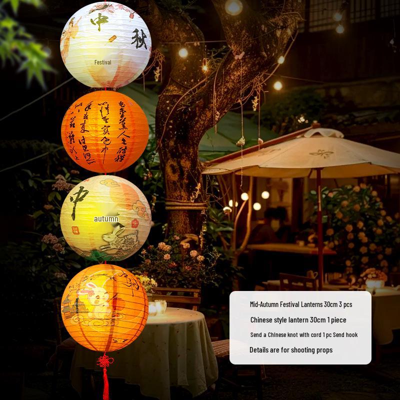 Mid-Autumn Festival Luminous Lantern String: Chinese-Style Decorative Hanging Lanterns for Festive Atmosphere