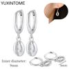 925 Sterling Silver Needle Vintage Square Round Pendant Earrings For Women Crystal Shell Geometric Earrings Fashion Jewelry