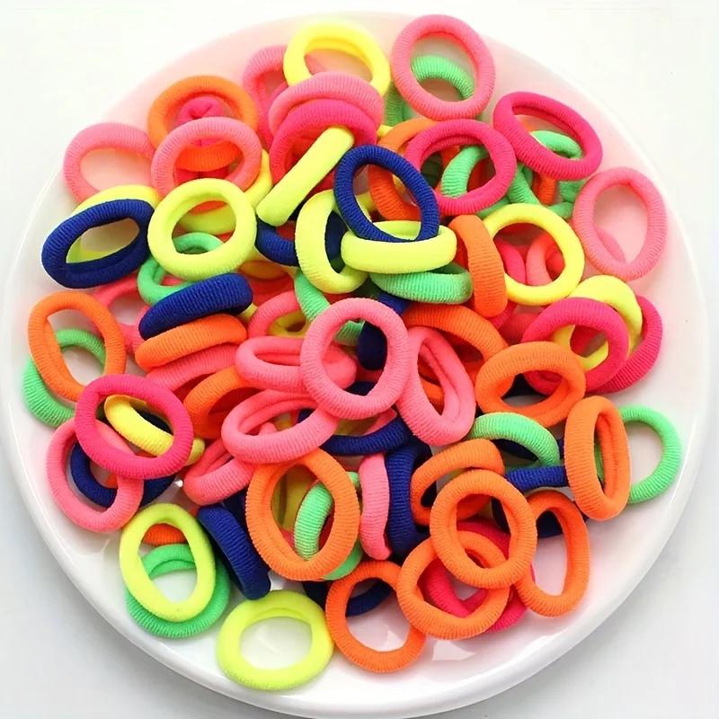 100PCS/Set Women Girls Basic Hair Bands Simple Solid Colors Elastic Headband Hair Ropes Ties Hair Accessories Ponytail Holder