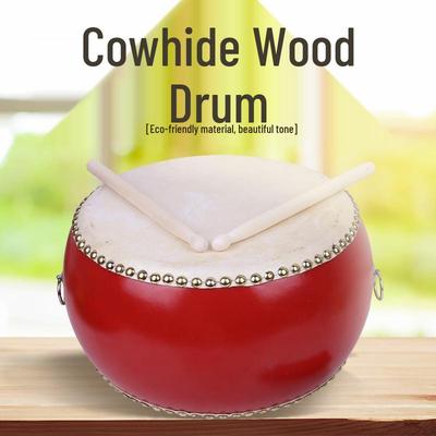 Tamburo in Pelle di Mucca Danza Tang Rossa - Strumento a Percussione Cinese con Gong