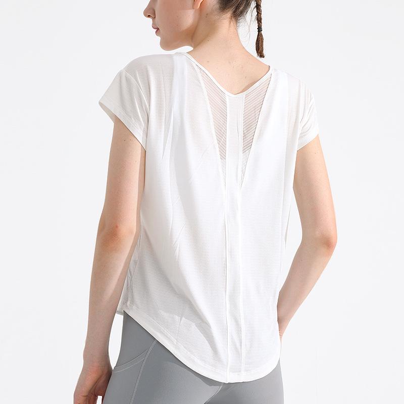 Damen Schnelltrocknendes Atmungsaktives Yoga- und Lauf-T-Shirt - Locker Figurschmeichelndes Kurzarm-Oberteil