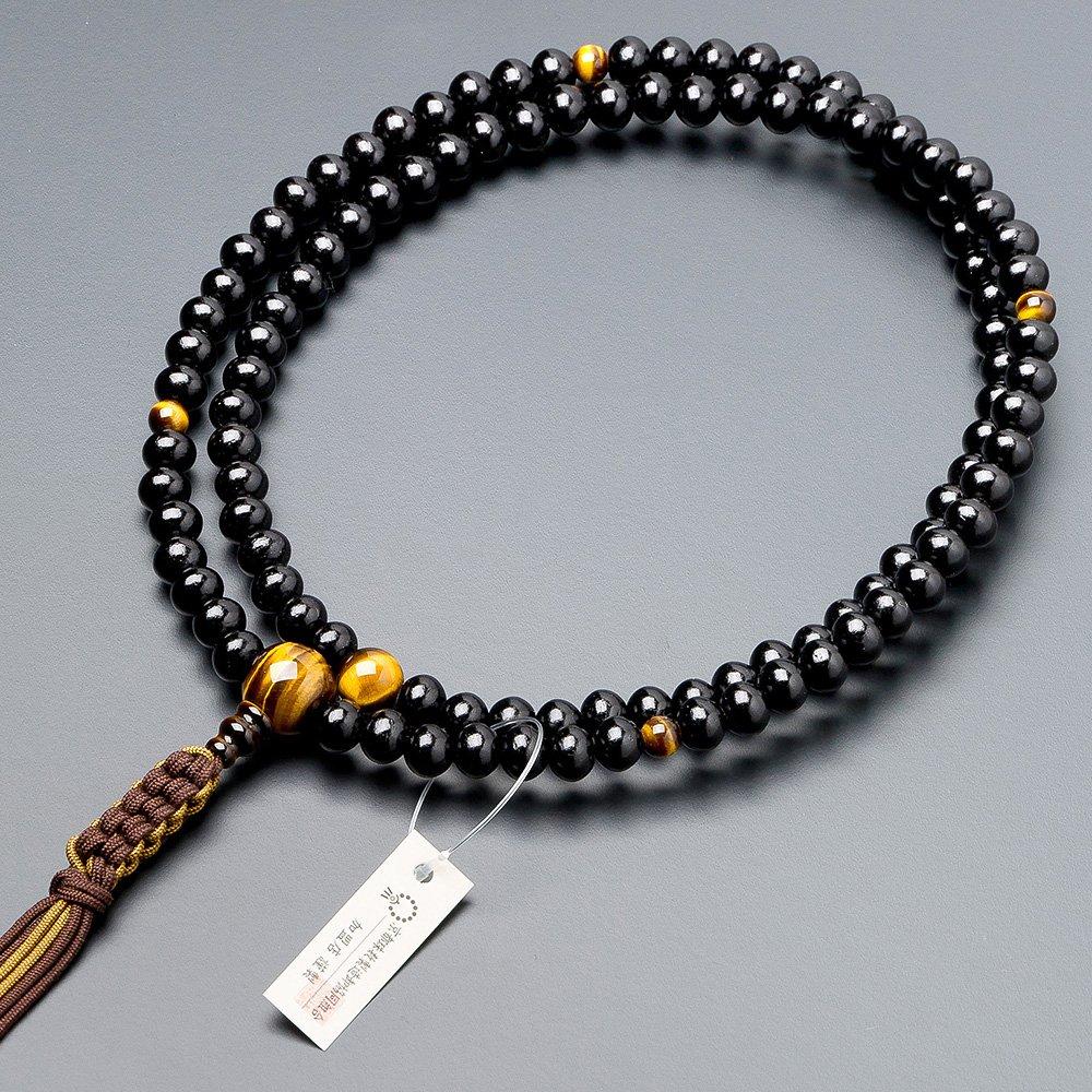 Buddhist altar shop Takita Shoten Prayer beads Rinzai sect authentic rosary beads Glossy tiger eye stone shaku pure silk string tassels Kyoto prayer