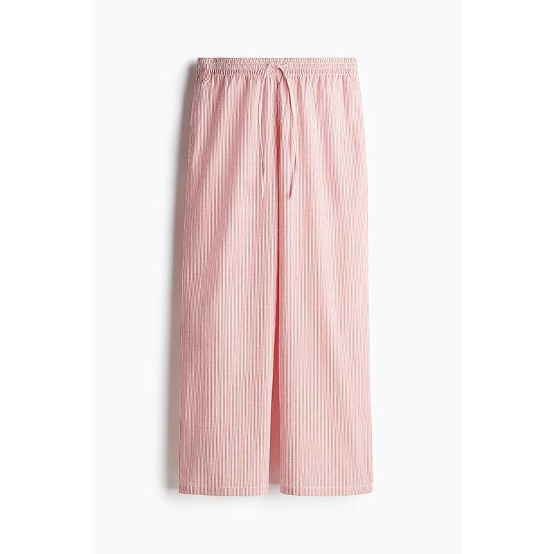 

Женская одежда HM Повседневные брюки Осень 2025 Новое поступление Повседневные брюки на кулиске в полоску из сирсакера с широкими штанинами 1281666 Red/White Stripes 150/60(XXS)