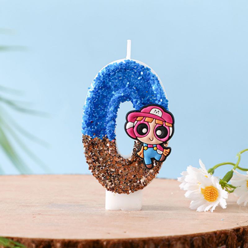 Colorful Cartoon Policewoman Birthday Cake Number Candles