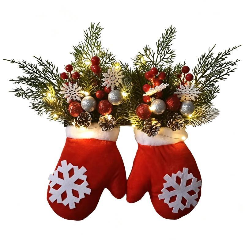 Christmas Gloves Wreath With Light With Light Design Wreath Hanging Ornaments For Christmas Indoor Outdoor Wall Decor