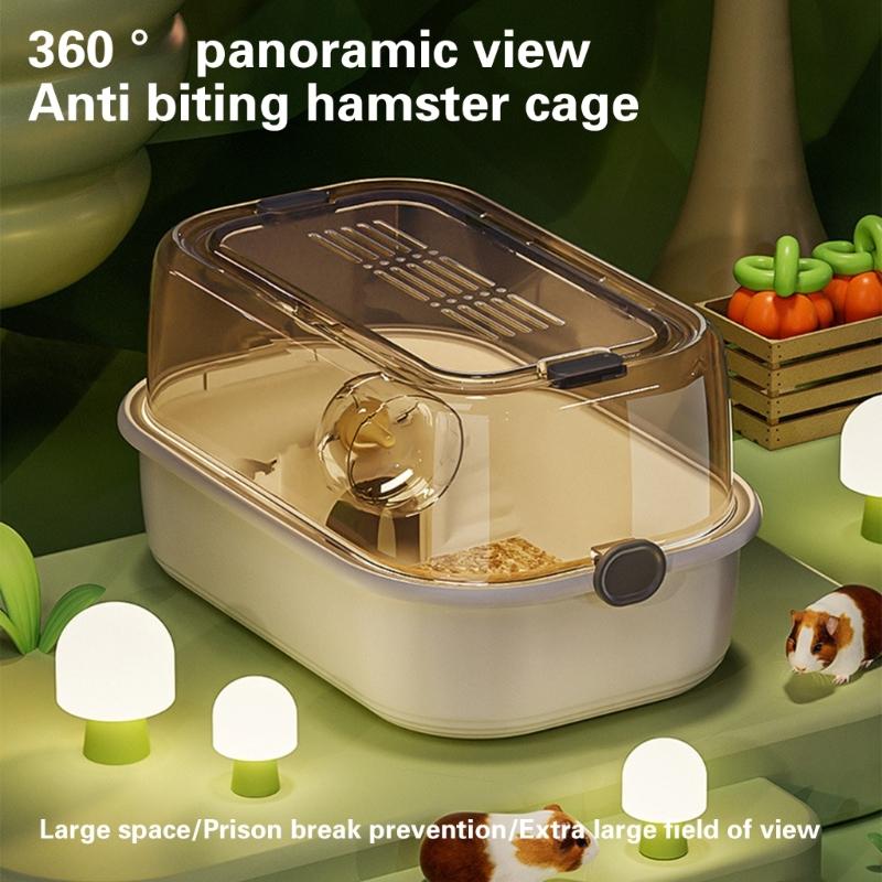Large Space Hamsters Cage with Ventilated Lid Clear Pet Cage Indoor Resting Sleep Villa for Chinchillas Guineapigs