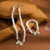 Fashionable Bowknot Pendant Bracelet/Earrings/Necklace Elegant Imitation Pearls Ornament Stylish Jewelry for Daily Wear