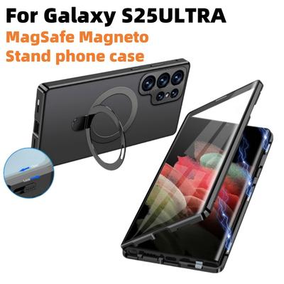 Vhodné pro pouzdro na mobilní telefon Samsung Galaxy S25ultra Magneto Kovové Magnetické Sání MagSafe Sklápěcí Držák Kryt