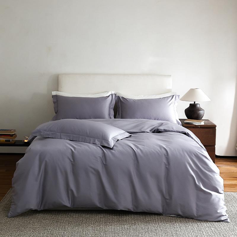 Pure Cotton Shares Xinjiang Velvet Solid Color Four-piece Set Cotton Simple Satin Skin-friendly Pure Cotton Satin Four-piece Set