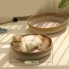 Woven Straw Cats  Indoor Pet Furniture Multifunctional Post Natural Straw Bedding for Small Dog and Cats Cotton Rope Bed