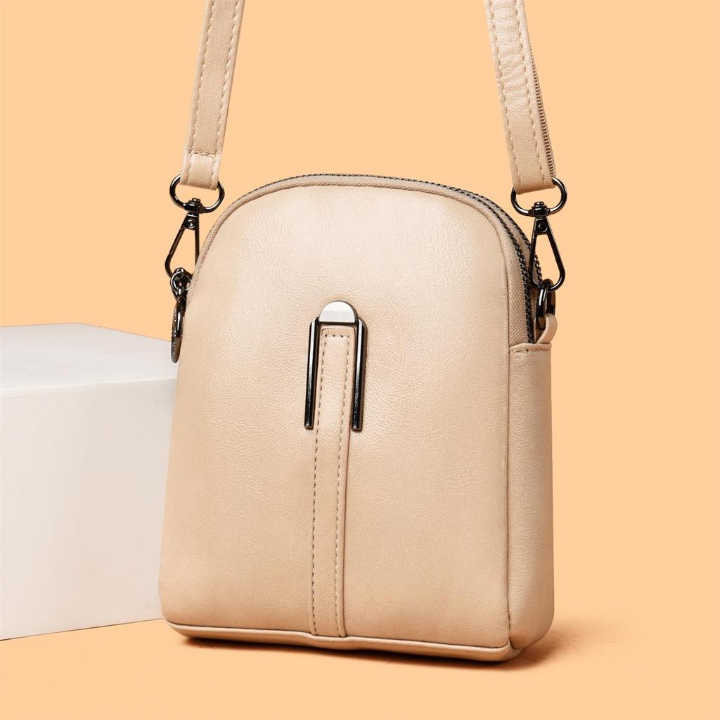 Bolso bandolera de moda para monedas sueltas y teléfono móvil, ligero y sencillo, de piel suave.