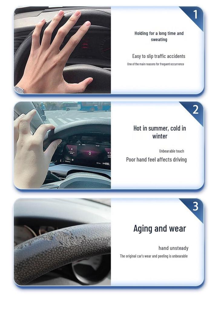 Geely Haoyue Pro Genuine Leather Steering Wheel Cover, Ultra-thin, Anti-slip, Sweat-proof, All-season Universal Fit