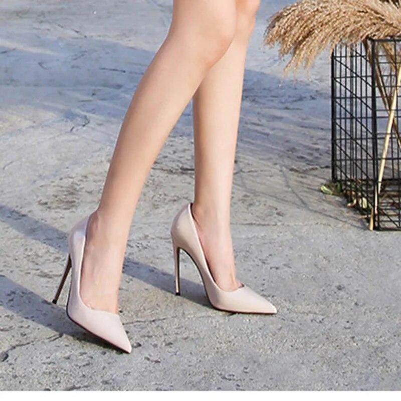 Damen Stiletto-Schuhe mit spitzer Zehenpartie, sexy Catwalk-Bankett, 12 cm Absatz WZ