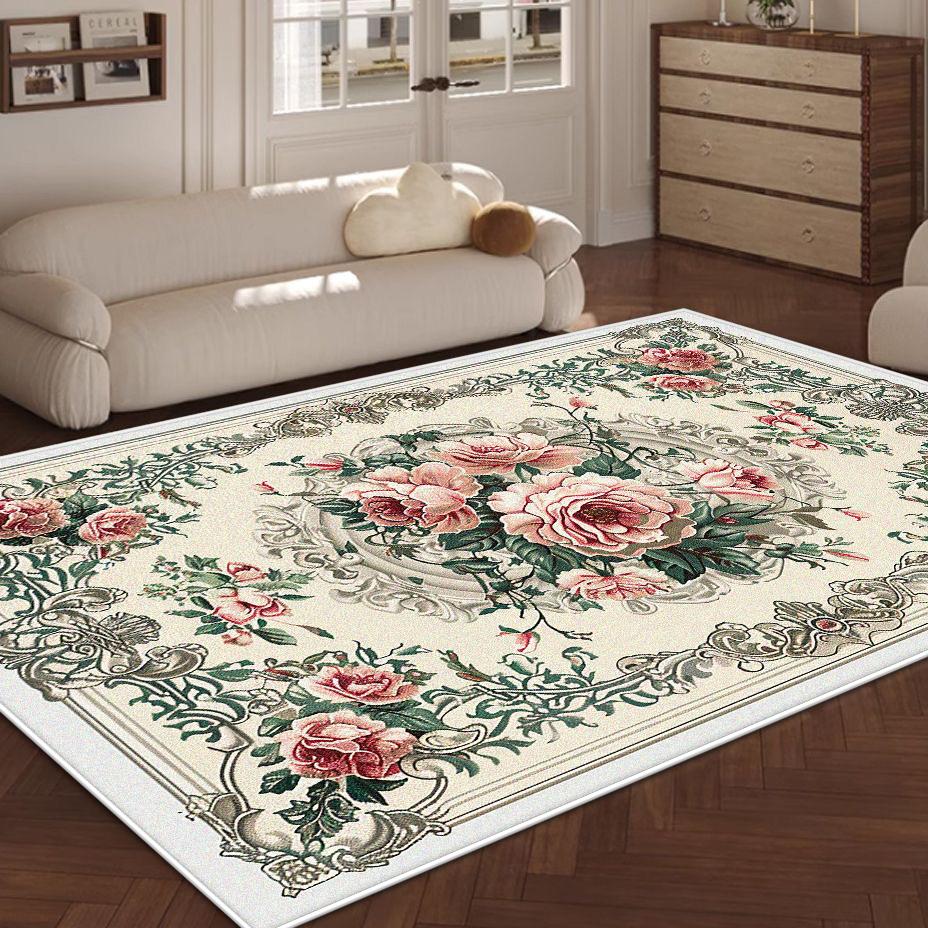 Tappeto Stile Floreale Pianta Nordica Soggiorno Decorazione Lusso Tappeto Morbido Floreale 200x300cm Camera da Letto Fondo Letto Tappetino Antiscivolo Lavabile