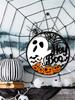 Welcome Door Sign Scary Halloween Door Hangings Ghost Pumpkin Front Door Hanger Round Halloween Wreath Decor for Home Party
