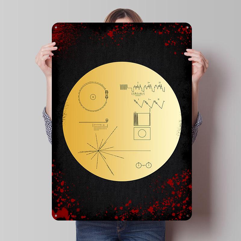 

Voyager 1 Golden Record Metal Poster Customized Wall Art Retro Vintage Tinplate Signs for Man Cave Bar Accessories House Room 20x30cm（7.8x11.8inch）