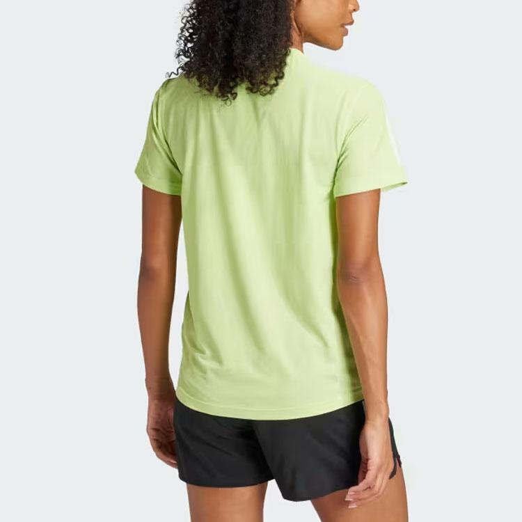 Adidas Own The Run Tee Logo Print Round Neck Short Sleeve T-Shirt Women Tops Pulse-Lime IV5491