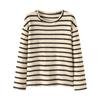 Crew Neck Striped Polished Long-sleeved Shirt Women's Autumn and Winter Lazy Style Inner Bottoming Shirt Loose Top