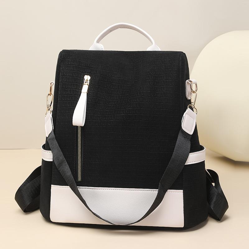 Women's Large Capacity Backpack Color Block Commuter Travel Anti-Theft Backpack Multi-Function Shoulder Bag