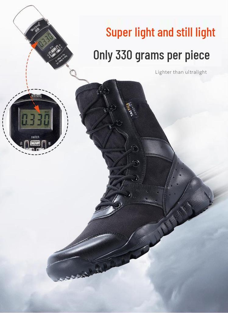 Men's Tactical Summer Desert High-Top Combat Boots - Shock Absorbing, Breathable, Military-Inspired Footwear.