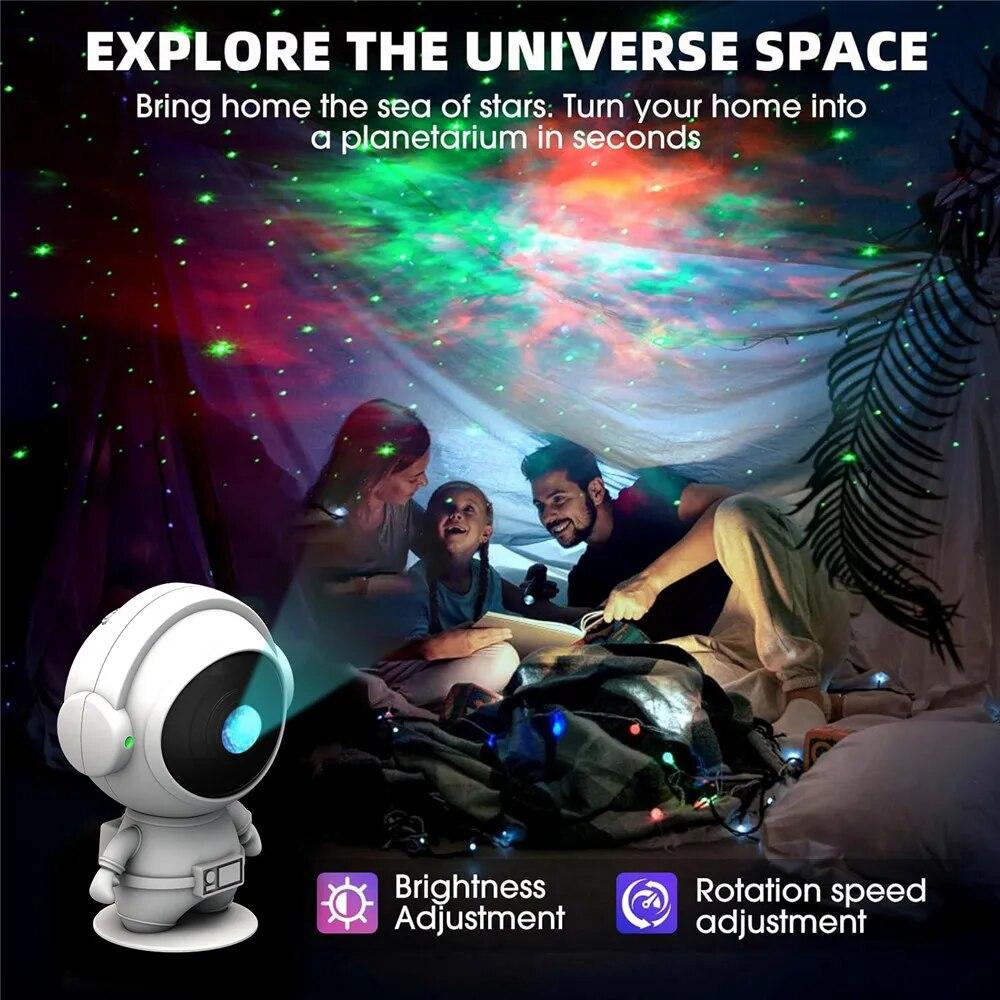 2024 Latest Astronaut Projection Light Galaxy Projector Upgrade Starlight Nebula Desktop Decoration Light Atmospheric Light Moon