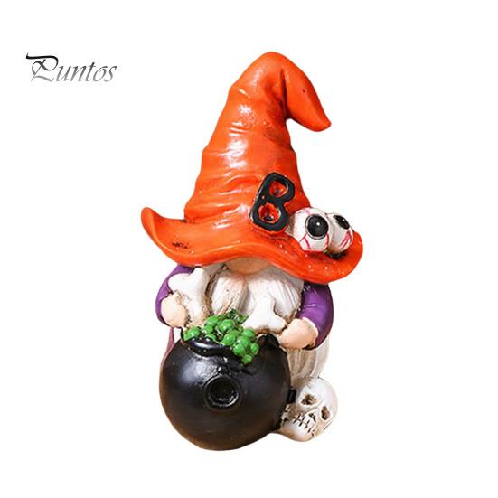 Gnome Resin Ornament Halloween Witch Hat Figurine, Mini Wizard Festive Decor Statue, Dwarf Sculpture for Indoor Outdoor Holiday