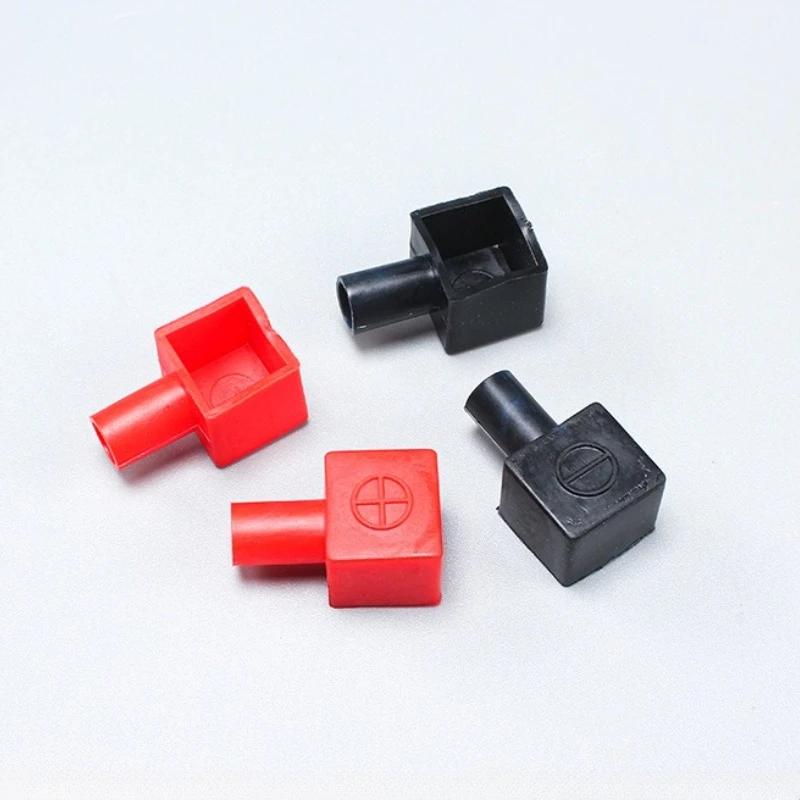 2Pcs Square Motorcycle Car Battery Terminals Rubber Covers Battery Terminals Protection Sleeve Positive Negative Pole Cover