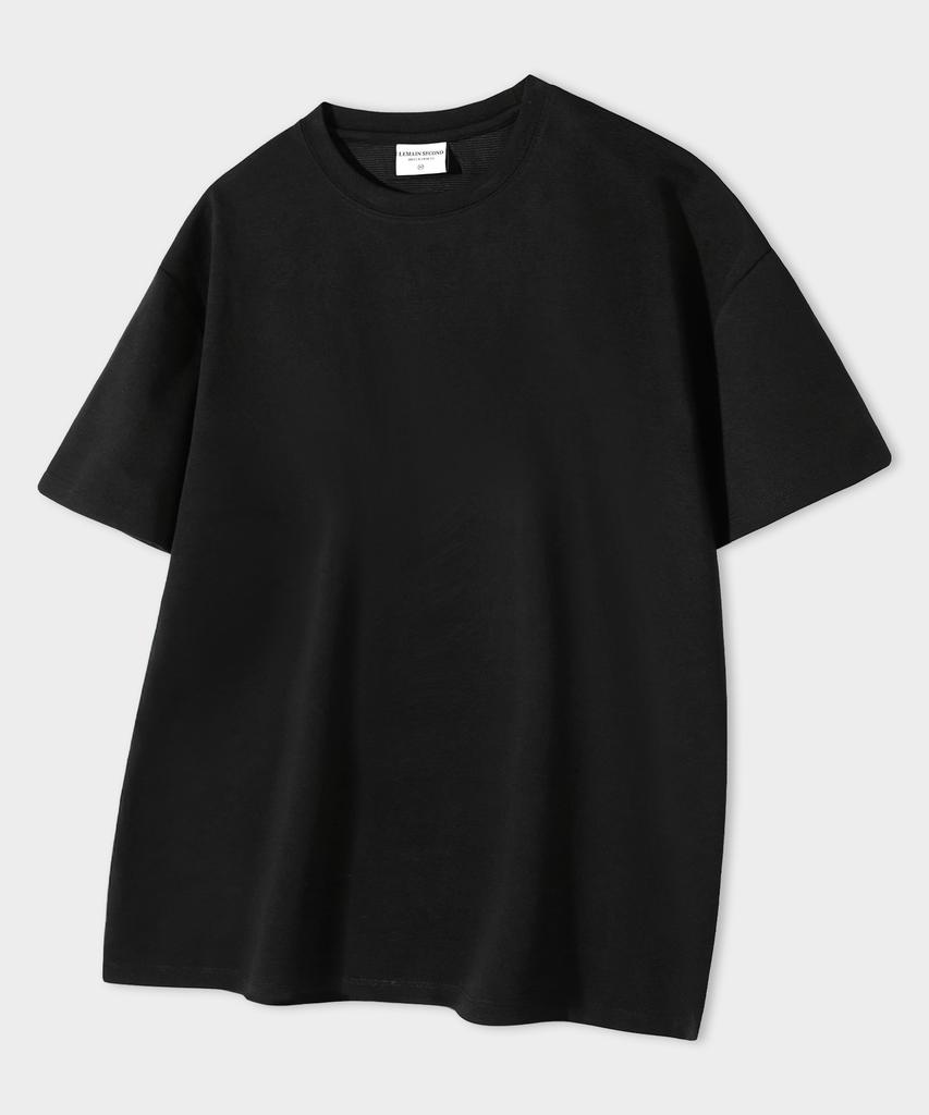 LEMAIN SECOND Semi Crew Neck Muscle Fit Plain Short Sleeve T-Shirt [Black]