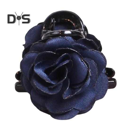 

Женская заколка для волос с двухсторонним декором в виде цветка розы, противоскользящие зубцы, заколка для волос с затылком в виде акулы, украшение для волос темно-синий