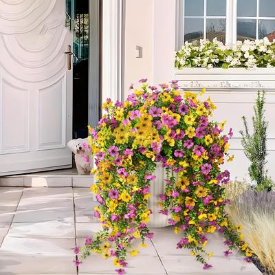 1Pc/2Pcs Exquisite Lifelike Silk Daisy Hanging Flowers for Outdoors Artificial Plants Orchid Flower