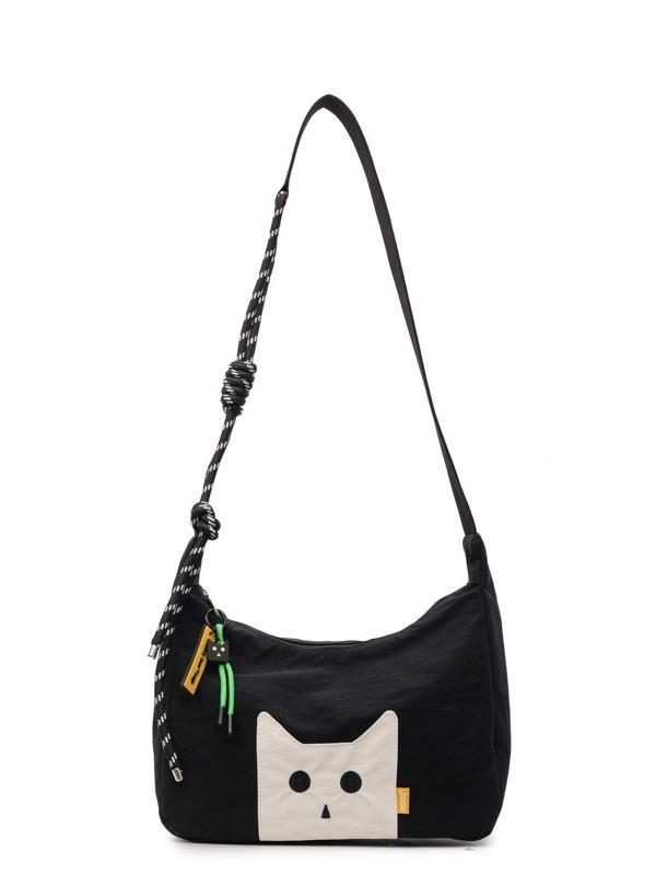 Cat Style Tote Bag For Women With Cotton Material And Zipper Closure For Daily Use
