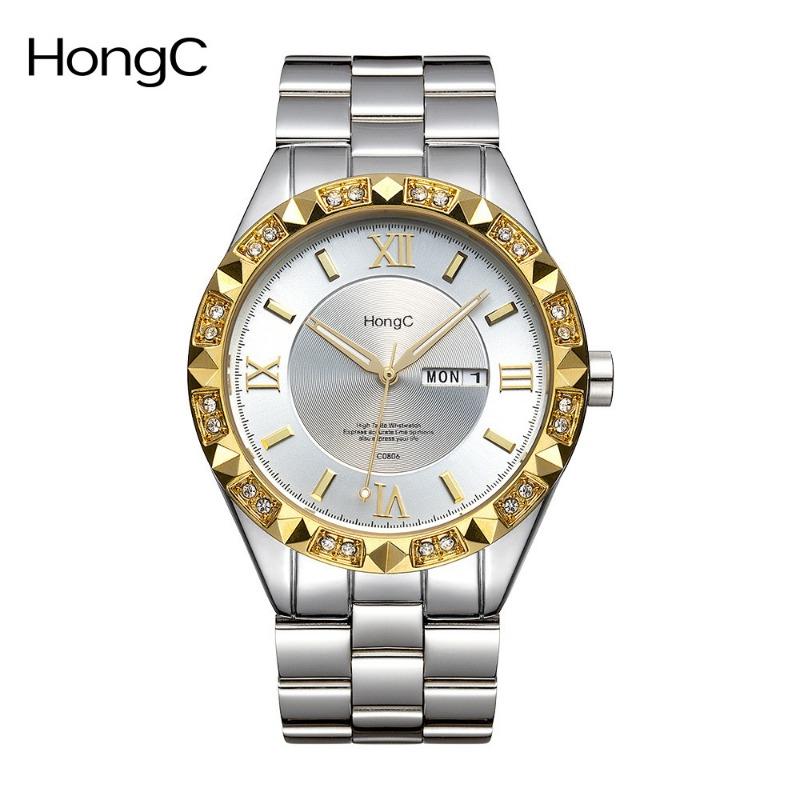 

Часы ведущего бренда Модные мужские часы Водонепроницаемые Двойной календарь Стальной ремешок Мужские бриллиантовые кварцевые светящиеся наручные часы